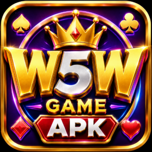 W5W Game APK 3D logo with gold crown and gaming design